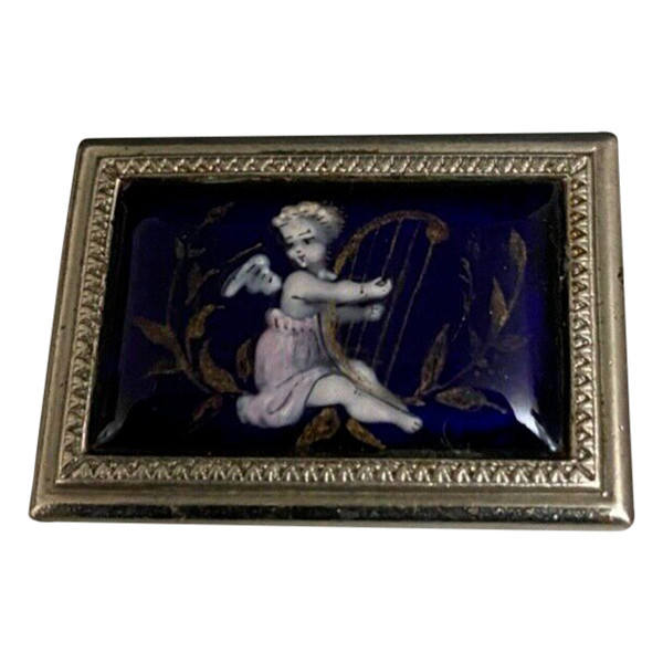 Enamel brooch with cherub design, late 19th century