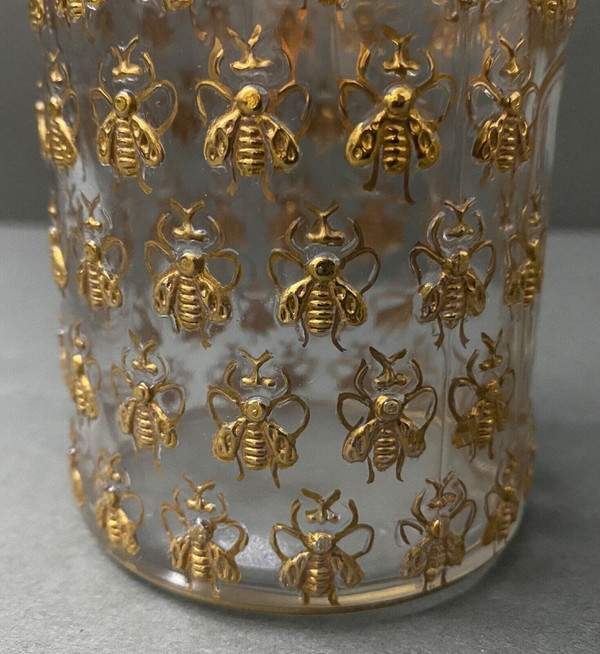 Flacon de parfum en verre modèle abeilles gravé Guerlain Paris