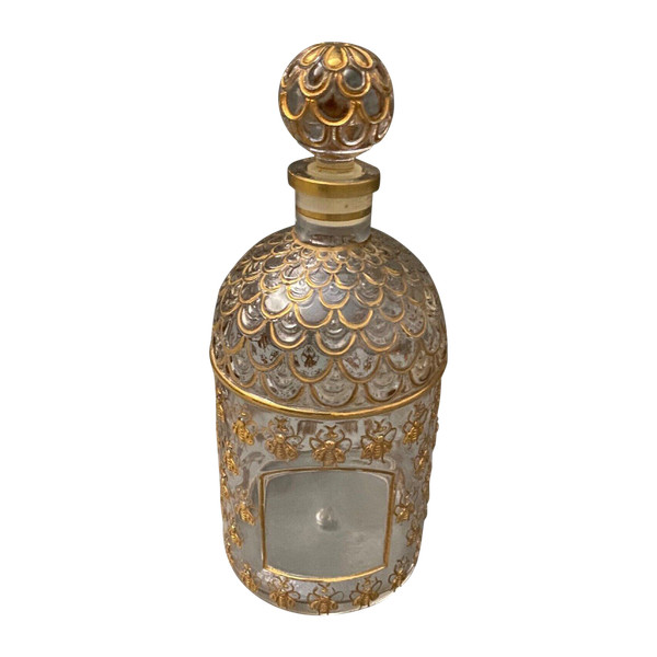 Flacon de parfum en verre modèle abeilles gravé Guerlain Paris