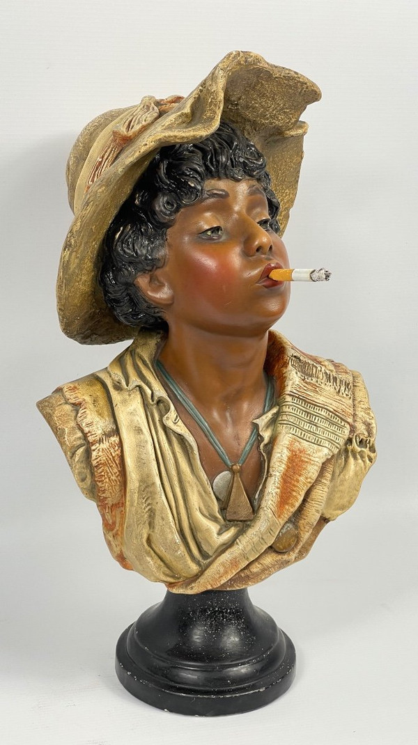  Jeune garçon Au Chapeau Sculpture Polychrome