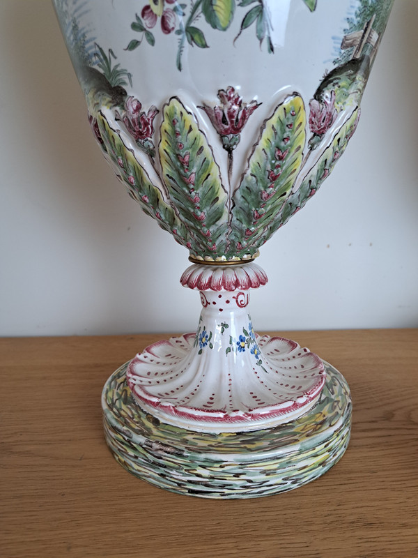 Pair of Large Vases, Veuve Perrin, Marseille, Earthenware, 19th Century.