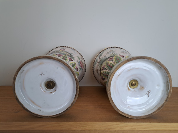 Pair of Large Vases, Veuve Perrin, Marseille, Earthenware, 19th Century.