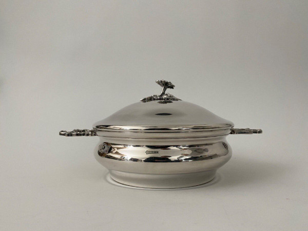 1900 silver-plated vegetable dish with artichoke handles Louis XV