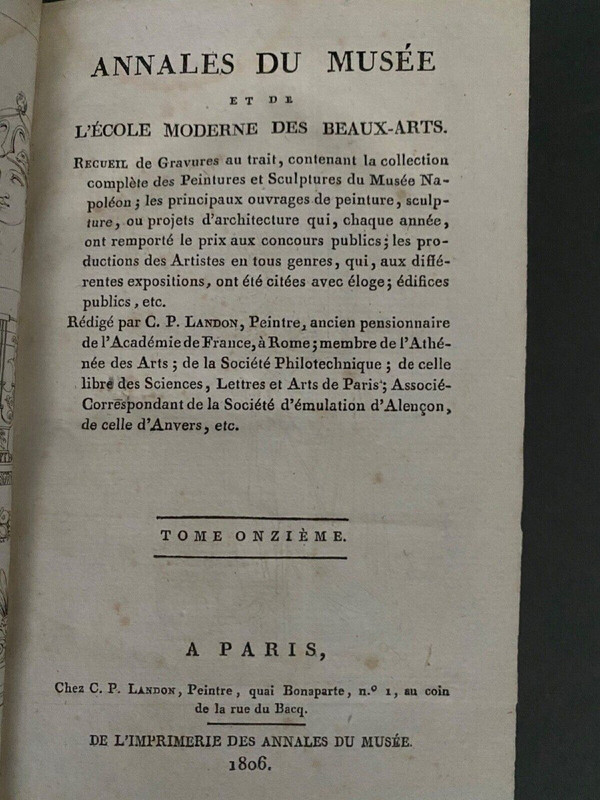 Annals of the Museum and the Modern School of Fine Arts 11 volumes 1806