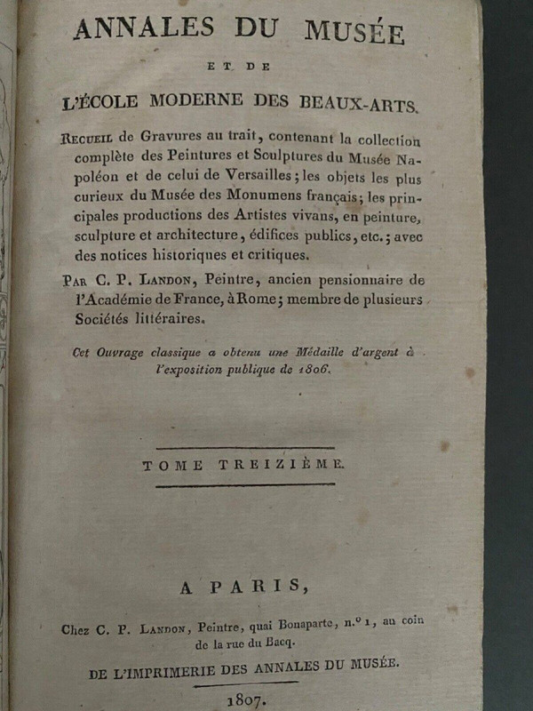 Annals of the Museum and the Modern School of Fine Arts 11 volumes 1806