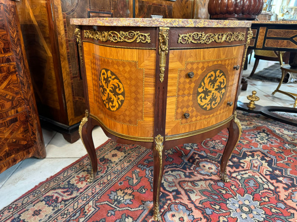 LOUIS XV STYLE HALF MOON CHEST OF DRAWERS