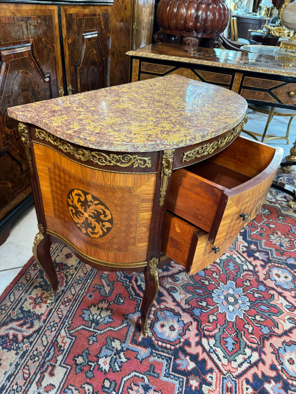 LOUIS XV STYLE HALF MOON CHEST OF DRAWERS