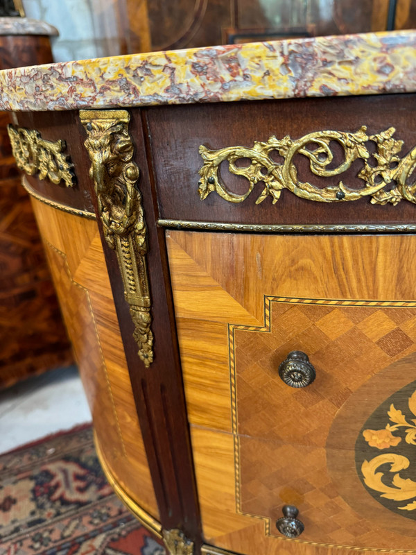 LOUIS XV STYLE HALF MOON CHEST OF DRAWERS