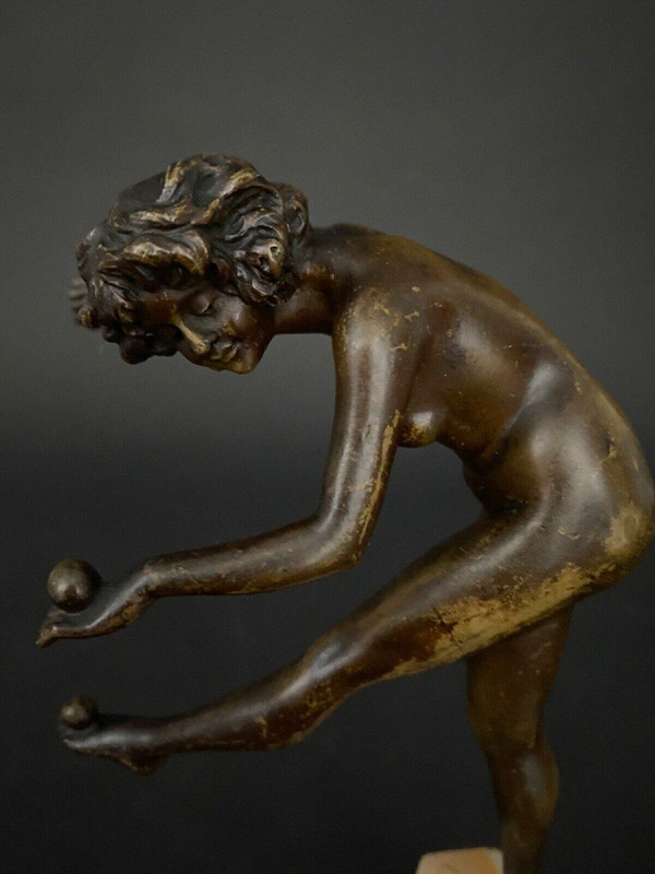 Danseuse en bronze par Claire Jeanne Roberte Colinet Art déco jongleuse