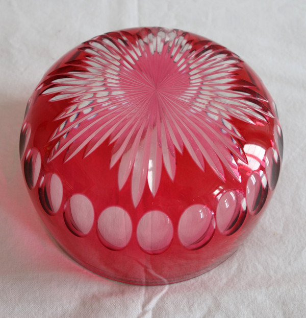 Set of 6 bowls, ramekins in Baccarat crystal cut with red pink overlay