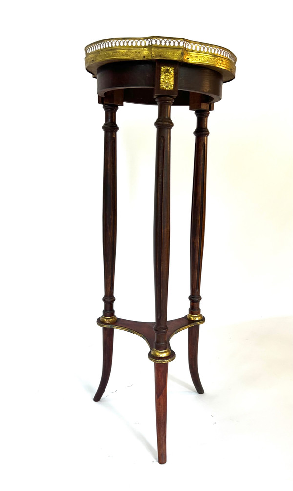 Louis XVI style high pedestal, mahogany, marble and brass. Napoleon period