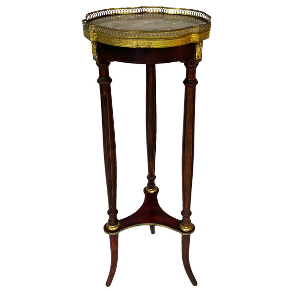 Louis XVI style high pedestal, mahogany, marble and brass. Napoleon period