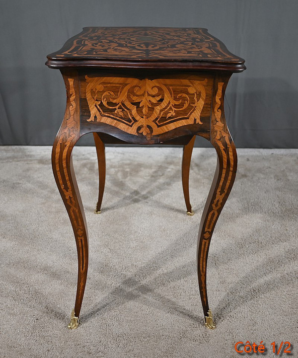 Rosewood and palisander workbench, Louis XV style, Napoleon III period - Mid-19th century