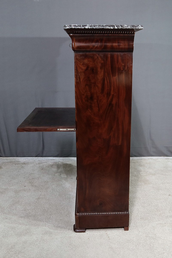 Small Mahogany Burl Secretary, Restoration period - Early 19th century