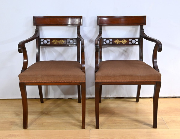 Ensemble Chaises et Fauteuils en Acajou, style Regency, Angleterre – Fin XIXe