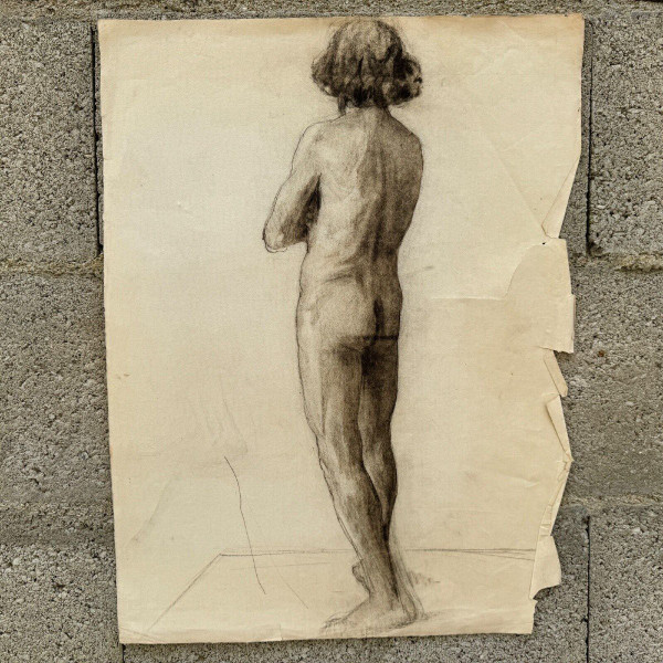 Nudo accademico di Berger dit Lheureux Biloul carboncino Beaux-Arts XX secolo