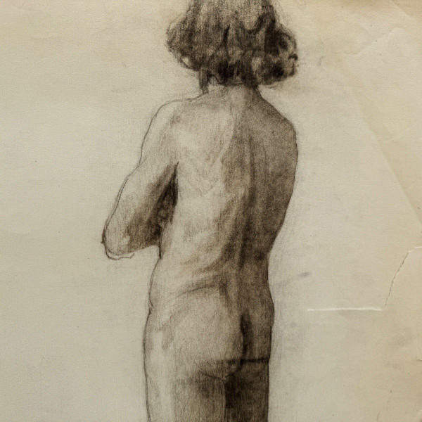 Nudo accademico di Berger dit Lheureux Biloul carboncino Beaux-Arts XX secolo