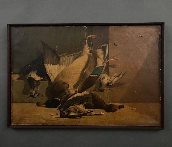 Oil on canvas still life hunting game birds 1908