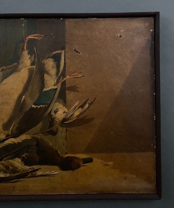 Oil on canvas still life hunting game birds 1908