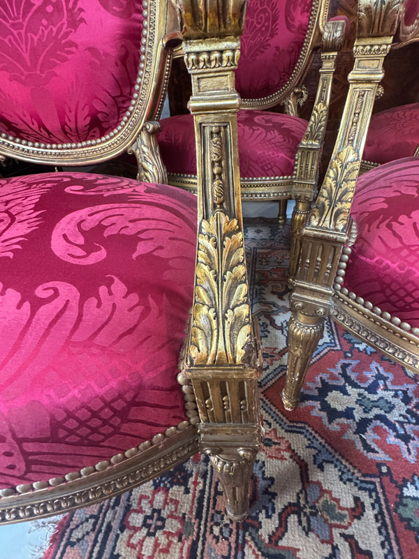 LOUIS XVI GILDED WOOD SALON SET