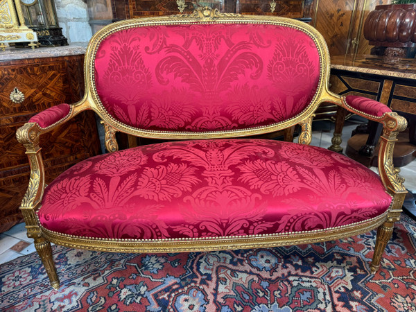 LOUIS XVI GILDED WOOD SALON SET