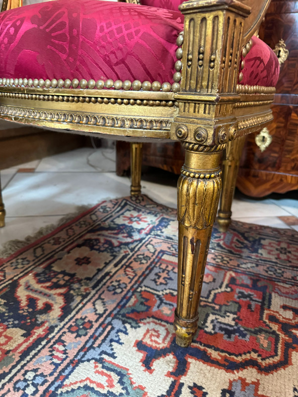 LOUIS XVI GILDED WOOD SALON SET