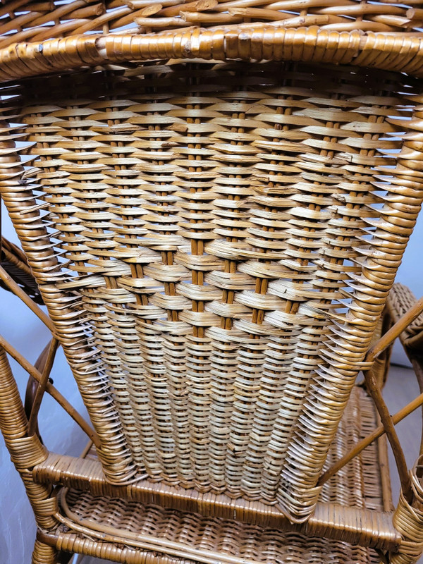 Set Of 9 Wicker Living Room Pieces, Mid-20th Century