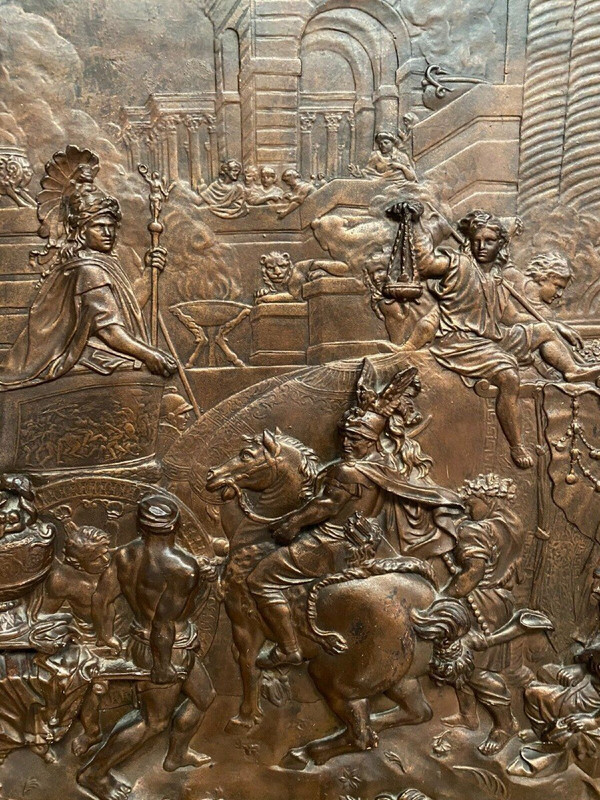 Plaster bas-relief, Antique scene, 20th-century natural wood frame