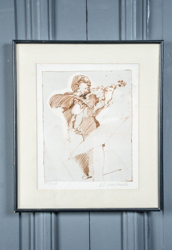 Lithograph countersigned by Claude Weisbuch numbered 55/300 violinist