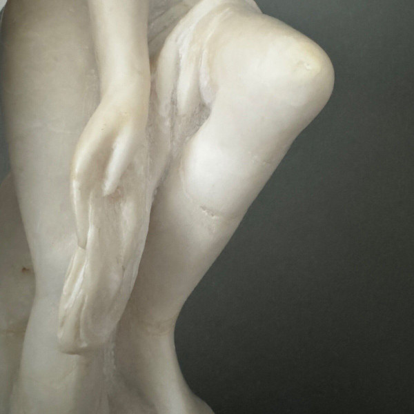 Marble statue after Venus in the bath, nude bather, sculpted in the mass