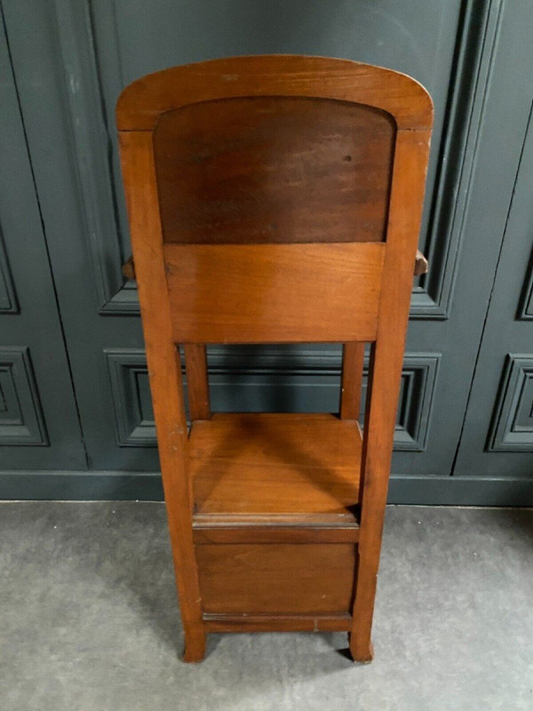 Bedside table in blond mahogany 1900 Art Nouveau white marble top