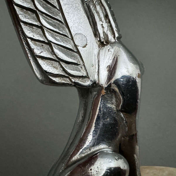 Sphinx automobile mascot in silver-plated bronze signed Ch. R. Peyée