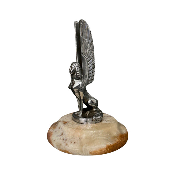 Sphinx automobile mascot in silver-plated bronze signed Ch. R. Peyée