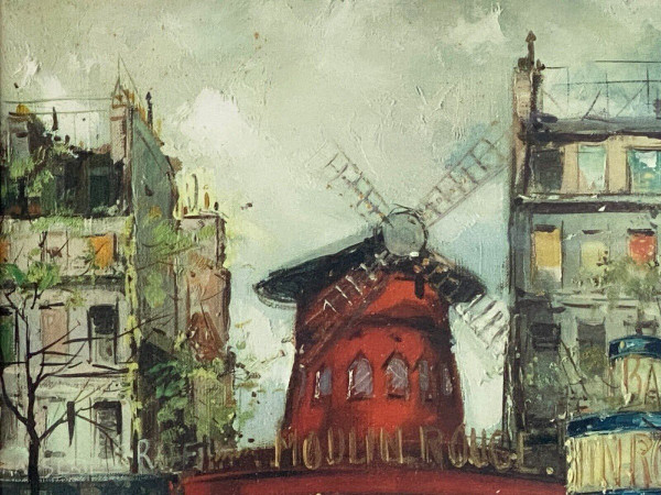 Oil on canvas by Fernand-François Claver Paris le Moulin Rouge 20th century