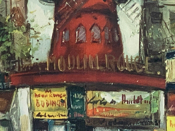 Oil on canvas by Fernand-François Claver Paris le Moulin Rouge 20th century