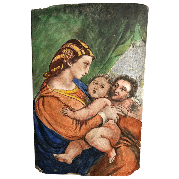 Painting on tile Madonna after Raphael 19th century 21 Martin Brey