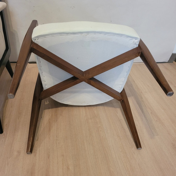 Paire De Fauteuils En Bois Dossier Corbeille, Années 50/60, XXème Siècle