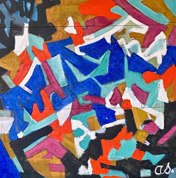 Andrée Simon (1896-1981), Abstract Composition, Oil on panel, 1978.