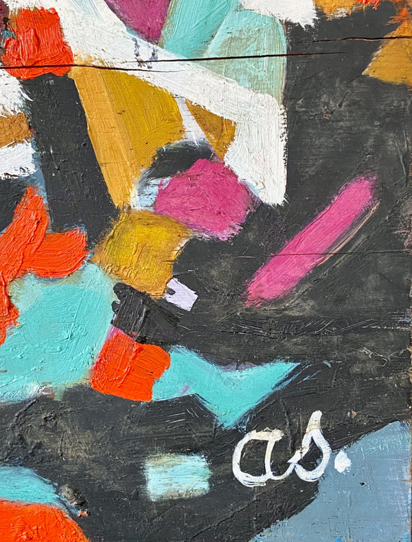 Andrée Simon (1896-1981), Abstract Composition, Oil on panel, 1978.