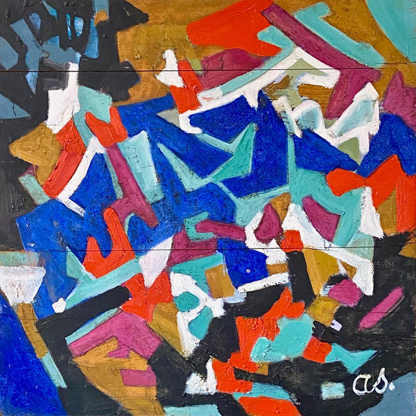 Andrée Simon (1896-1981), Abstract Composition, Oil on panel, 1978.