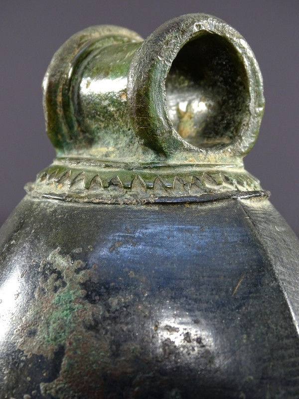 Indonesia, Majapahit period, Circa 15th Century, Geometrically Decorated Bronze Bell.