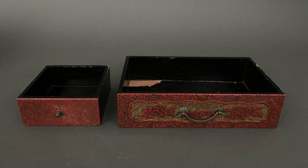 Asian lacquer cabinet 7 drawers 20th century