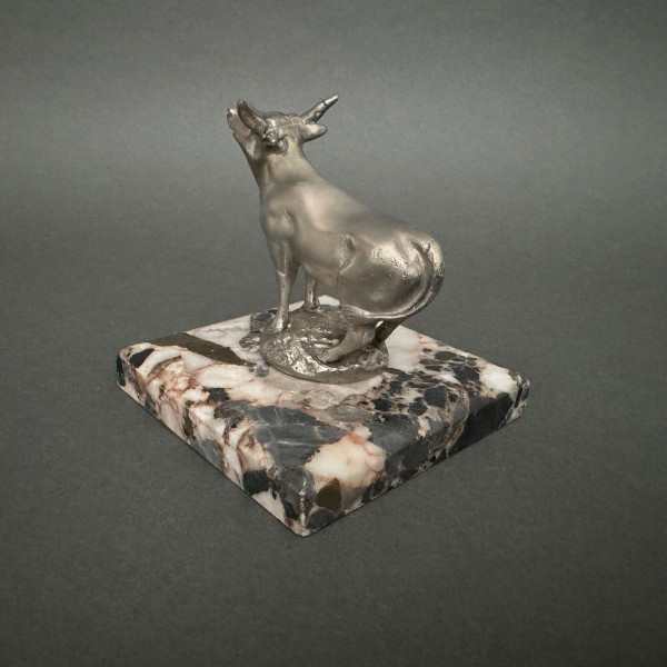 Silver-plated bronze cow mascot by H. Payen