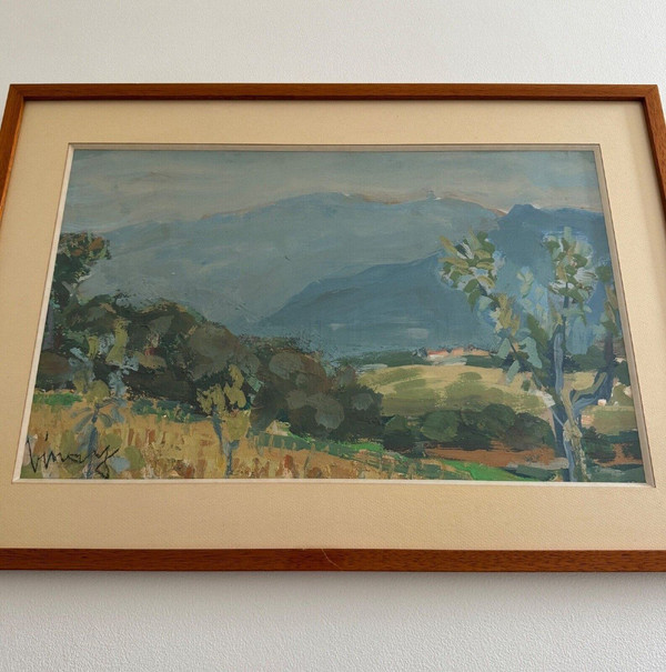 Watercolor on paper by Jean Vinay L'Isère mountain landscape