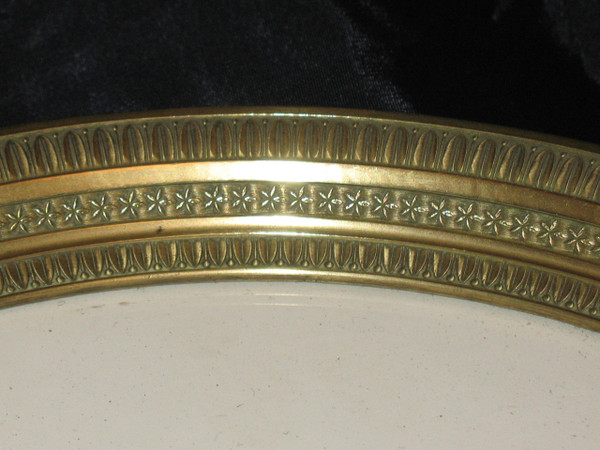 Grand cadre rond en bronze de style Empire époque 19ème d: 28,5 cm