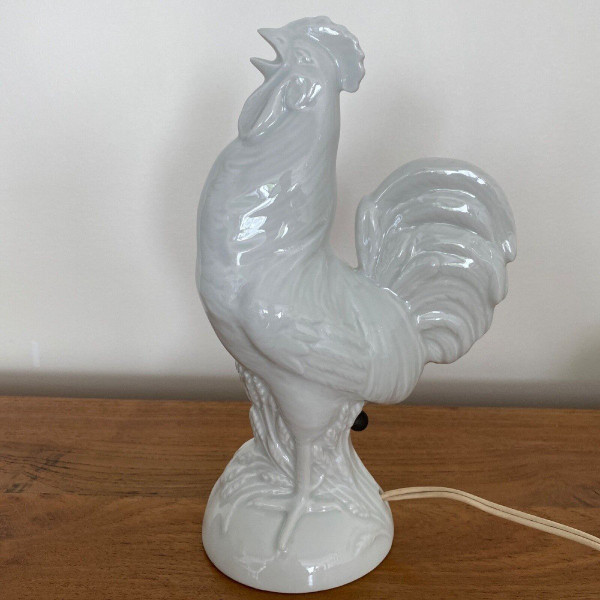 1930 Limoges porcelain rooster nightlight France