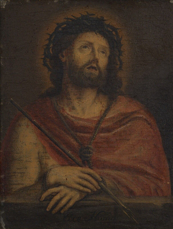 Oil on canvas Ecce Homo 19th century depiction of Christ in beatitude