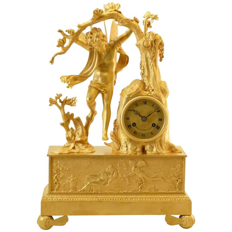 Restoration-period clock in gilt bronze