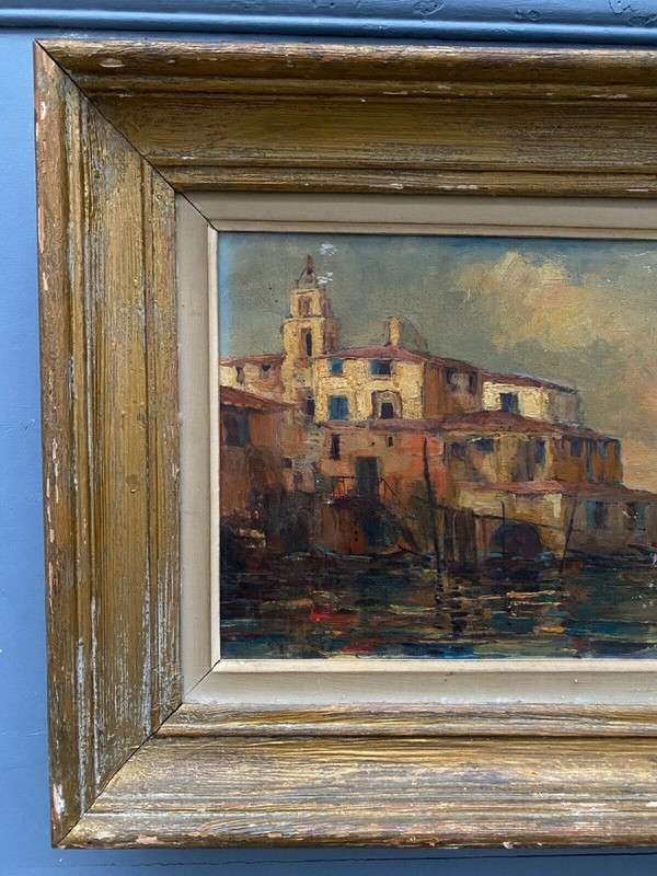 Oil on Isorel initials CR Venice 20th century