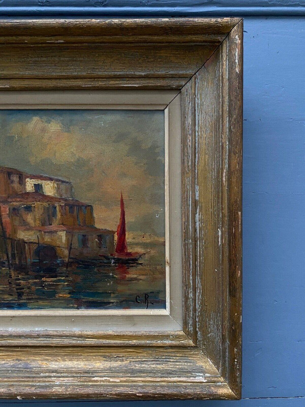 Oil on Isorel initials CR Venice 20th century